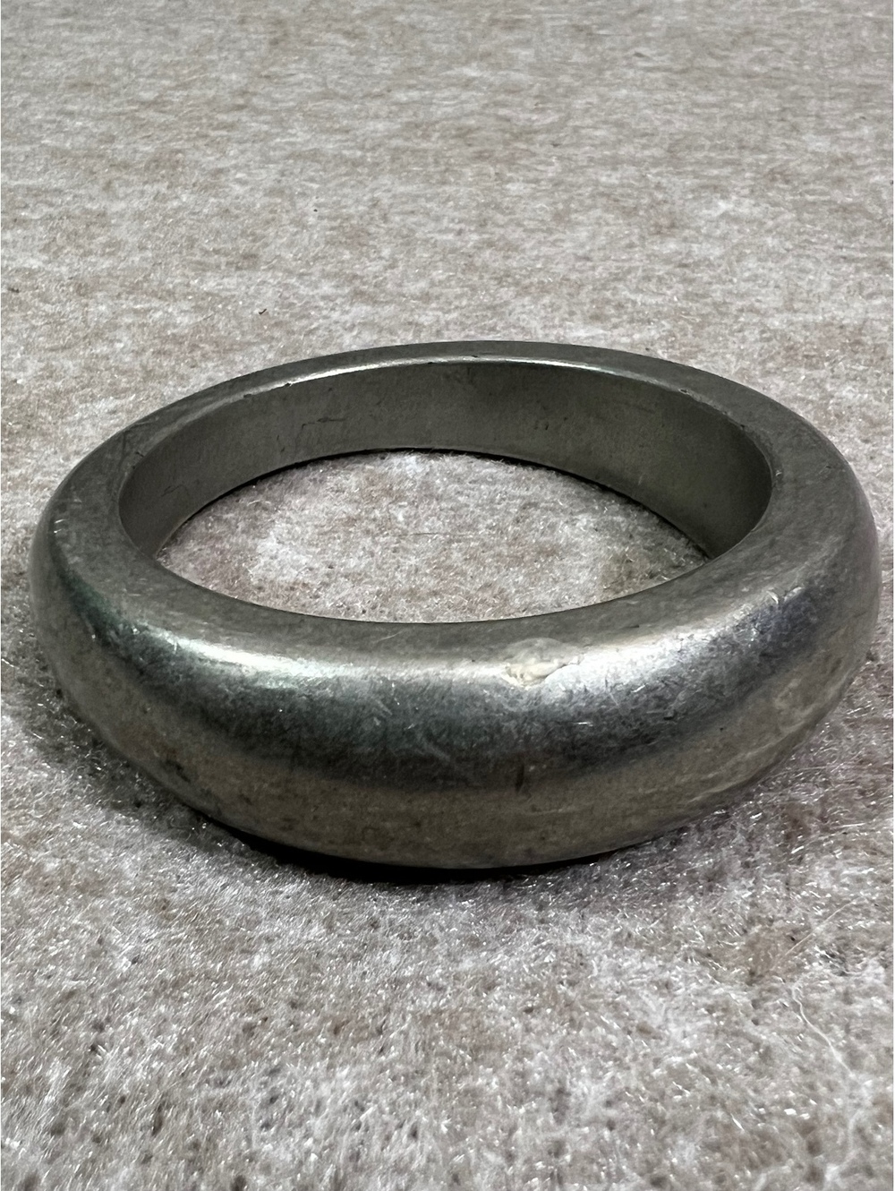 Chunky Wide Bangle Bracelet Metallic Silver Gray Wood Boho Statement